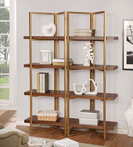 24/7 Shop at Home 247SHOPATHOME IDF-AC6046 Gorham Display Shelf, Light Walnut Gold