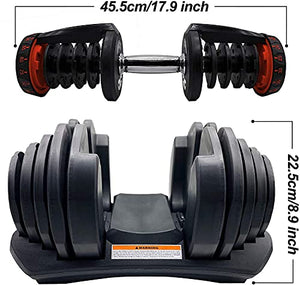 CHLinner Adjustable Dumbbell Weight Strength Training 40KG/90lbs Fitness Equipment Dial System Dumbbell with Handle and Weight Plate for Men Women Bodybuilding Workout Home Gym 1PC