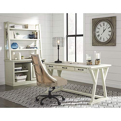 Ashley Furniture Signature Design - Adjustable Swivel Office Chair - Manual Tilt - Casual - Linen - Nailhead Trim
