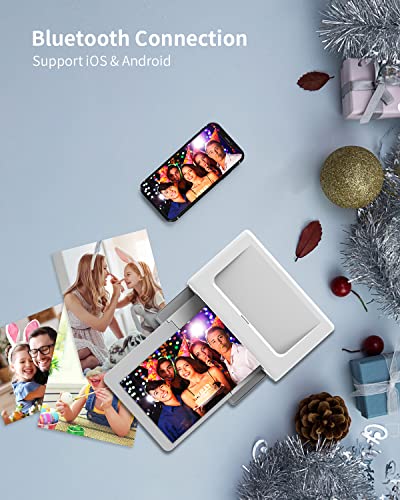 ZJX Bluetooth Photo Printer 4×6’’, Portable Instant Picture Printer for iPhone/Smart Phone, Compatible with iOS and Android Device（Paper is not Included in The Package）, White (PP-01-3)