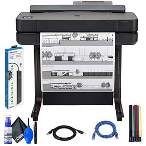 Hewlett Packard DesignJet T650 24" Large Format Plotter Printer (5HB08A) + Surge Protector + Printer Cable + Cat5e Ethernet Cable + Deluxe Cleaning Set + Cable Ties - Advanced Bundle