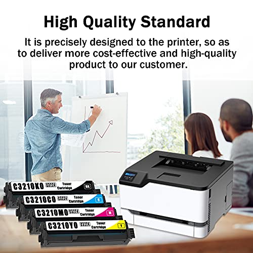 (1BK+1C+1M+1Y) C3210K0 C3210C0 C3210M0 C3210Y0 Remanufactured Toner Cartridge Compatible C3224 Replacement for Lexmark C3224dw C3326dw MC3224dwe MC3224adwe MC3326adwe Printer Toner
