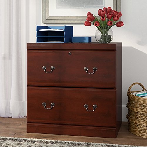 Organize Your Files with This Traditional Style File Cabinet with 2 Drawers for Storage and Made in USA with Classic Cherry Finish Crafted from Fiberboard
