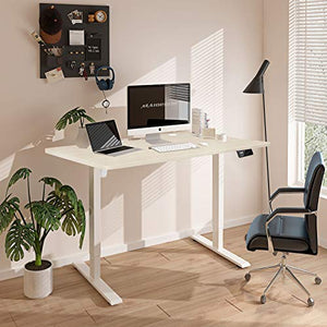Electric Height Adjustable Standing Desk Stand Up Desk Sit Stand Desk for Home Office (48''x24'', White/Oak)