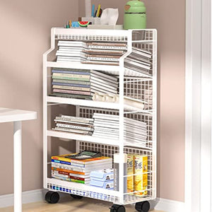 None Small Bookshelf with Wheels (OneColor, 60 * 22 * 40cm)