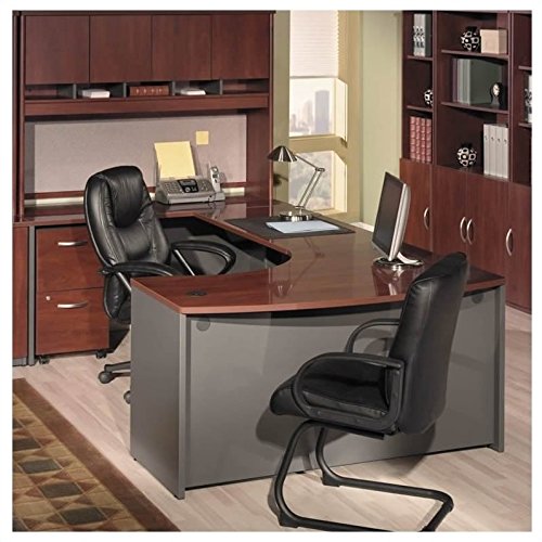 Bush Business Series C 5-Piece U-Shape Bow-Front Desk in Hansen Cherry