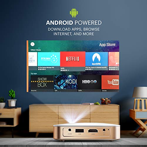 KODAK Luma 350 Portable Smart Projector w/ Luma App | Powerful 4K Ultra HD Rechargeable Video Projector w/ Onboard Android 6.0, Streaming Apps, Wi-Fi, Mirroring, Remote Control & Crystal-Clear Imaging