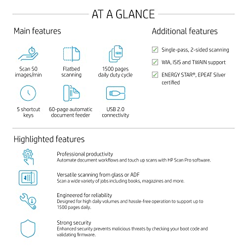 HP Inc. ScanJet Pro 2600 f1, Fast 2-Sided Scanning with Auto Document Feeder (20G05A)