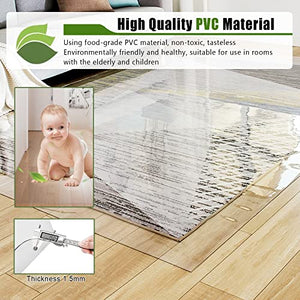 JYDQM Clear Plastic Vinyl Rug Protector Cover - 1.5mm Thick Floor Mat for Carpet and Office Chair - Wipeable - (Size)