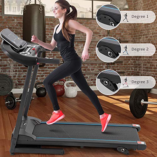 Merax Folding Treadmill for Home, 2.5HP Electric Motorized Running Machine with 10MPH Speed, Large Running Surface, 12 Programs, Speakers, Incline, LCD and Pulse Monitor for Running Walking (Black)