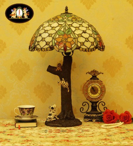Tiffany Europaische retro style hand-painted stained glass table lamp