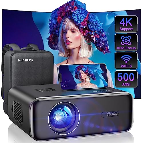 WiMiUS 4K WiFi Projector with Bluetooth 5.2, Auto Keystone & 50% Zoom