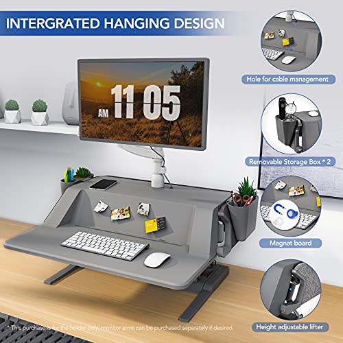 FlexiSpot Sit Stand Smart Workstation M6MG 30 inch Standing Desk Riser Height Adjustable Stand up Desk Home Office Desk Stand for Live Stream/Makeup/Photography/Video (Workstation Only)