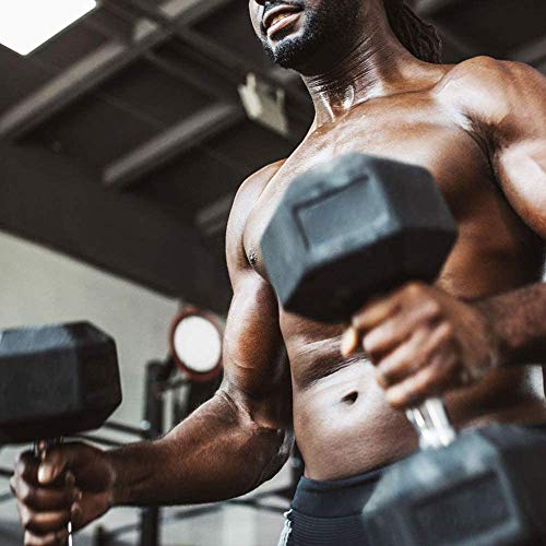 WF Athletic Supply 5-25Lb Rubber Coated Hex Dumbbell Set with Two Tier Storage Rack Non-Slip Hex Shape for Muscle Toning, Strength Building & Weight Loss, Black Rack, Straight Handle