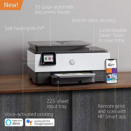 HP OfficeJet Pro 8025 All-in-One Wireless Smart Printer for Home & Office with Alexa 1KR57A Print, Scan, Copy, Fax, Mobile Functions Bundle with DGE USB Cable + Small Business Productivity Software