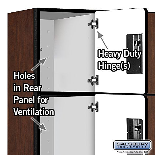 Salsbury Industries Mahogany 4-Tier Extra Designer Wood Locker with Three Wide Storage Units, 6-Feet High by 18-Inch Deep