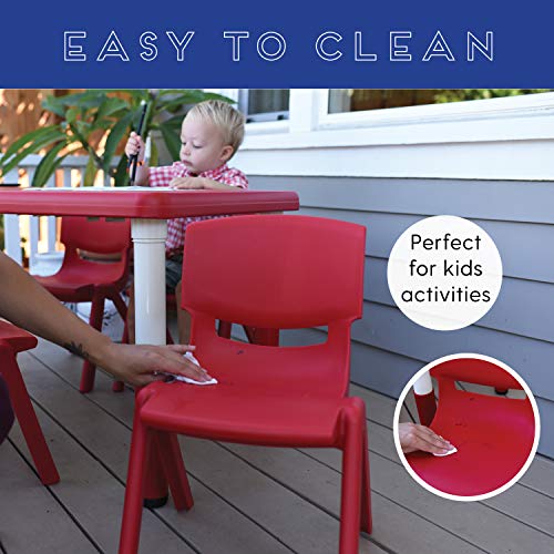 ECR4Kids 12 inch Plastic Stackable Classroom Chairs, Indoor/Outdoor Resin Stack Chairs for Kids, Blue (10-Pack)