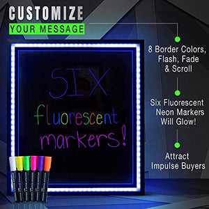 Green Light LED Message Writing Board with 8 Border Color Options, 23"L x 27"W