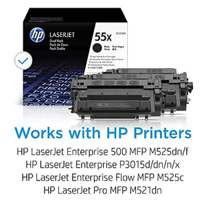 HP 55X | CE255XD | 2 Toner-Cartridges | Black | Works with HP LaserJet Enterprise 525, P3015, HP LaserJet Pro M521 | High Yield