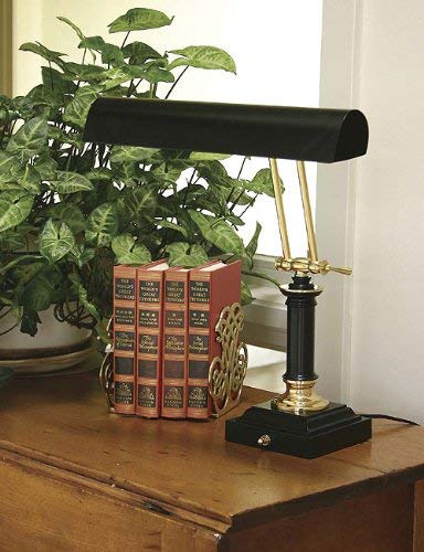 House of Troy Portable Desk/Piano Lamp, Black/Polished Brass, 16-1/2-Inch
