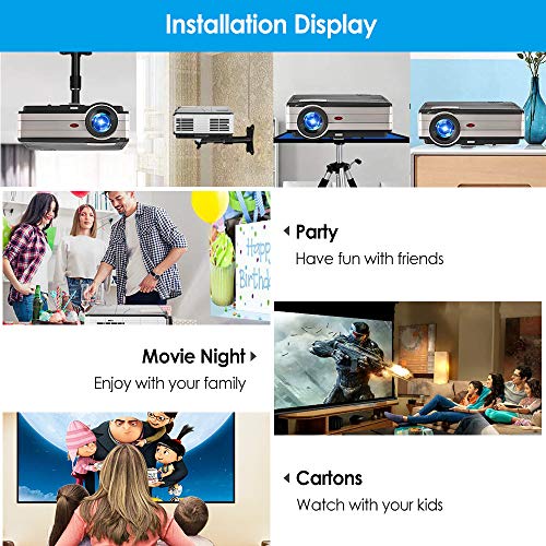 EUG 4200 lumen HDMI Android WiFi LCD Projector WXGA LCD TFT Display Max 200" 16:9 Widescreen Smart Wireless TV Video Projectors for Gaming Smartphone Laptop DVD Playstation Xbox Wii