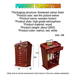 None Luxury Wood Podium with Wide Reading Surface - Red, Heavy Duty - Ideal for Church, Office, School, Home