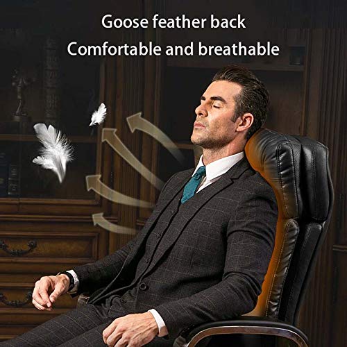 Heavy Duty Office Chair, Reclining Faux Leather Office Computer Chair 7-Point Massage High Back Desk Work Swivel Chair with Footstool, Leather Office Chair, Ergonomic Design(Black)