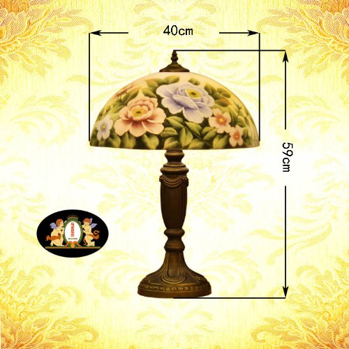 Roses hand-painted stained glass table lamp
