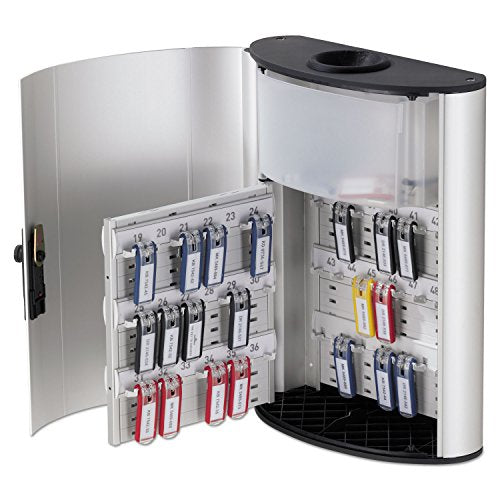 Durable 196823 Key Box Plus, 54-Key, Brushed Aluminum, Silver, 11 3/4 x 4 5/8 x 11
