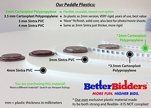 Better Bidders Plastic Paddles, Blank, 2mm Thick, White (150 Pack, Oval),"BasicPRO" line