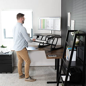 VIVO Electric Height Adjustable Corner Desk Converter, VE Series, 43 inch, Black - DESK-V000VCE