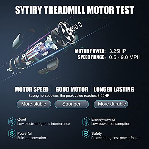 SYTIRY 10"HD Touchscreen Display Folding Treadmill Smart Running Machine with Speakers, Pulse Monitor, Multimedia, WIFI and 36 Preset Programs Easy to Install Cardio Machines for Home & Office Workout