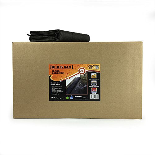 Quick Dam QD65-26 Water-Activated Flood Barriers, 5-ft, Black