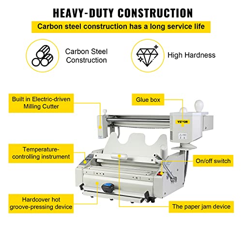 VEVOR Wireless Glue Book Binding Machine - A4 Manual Hot Glue Binder 110V - White