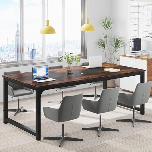 Tribesigns Modern X-Large Executive Office Desk, 78.7 x 39.4 inch, Rustic/Black