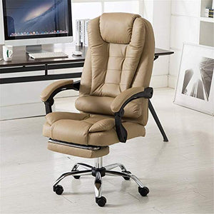 TEmkin Reclining Leather Boss Chair, Home Office Lift Swivel Chair - Brown