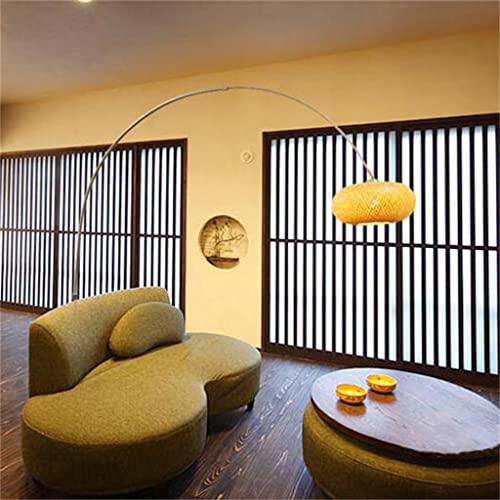 EESHHA Arc Floor Lamp with Wood Shade