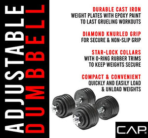 CAP Barbell 105-Pound Adjustable Dumbbell Weight Set