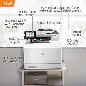 HP Color Laserjet Pro MFP M479fdw Wireless Laser All-in-One Printer, Copier, Scanner, Fax, W1A80A#BGJ with Power Strip Surge Protector + Electronics Basket Microfiber Cleaning Cloth