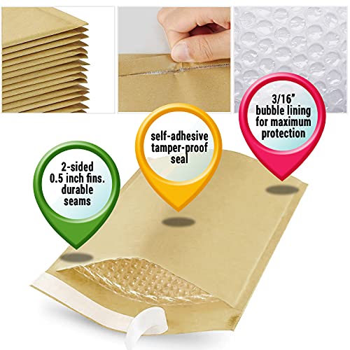 ABC Pack of 600 Kraft Padded Bubble Mailers 7.25 x 7 Natural Brown Kraft Bubble Envelopes 7 1/4 x 7 Peel and Seal Envelopes Bulk Shipping Bags for Mailing Packing Moving Wholesale Price