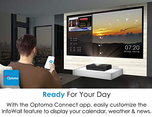 Optoma CinemaX P1 4K UHD Laser TV Home Theater Projector | Bright 3000 Lumens | Ultra Short Throw | Integrated NuForce Soundbar | Stream Netflix and Prime Video | Works with Alexa and Google, Black
