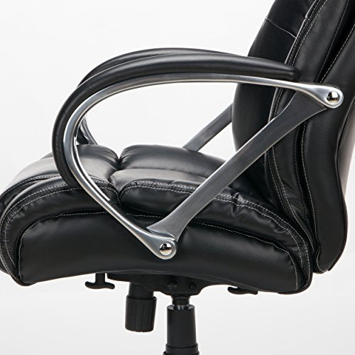 OFM Avenger Series Big and Tall Leather Executive Chair - Black Computer Chair with Arms, Black/Chrome (810-LX-BLK)