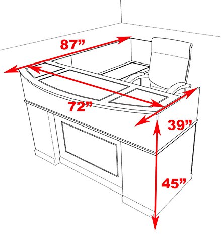 UTM Furniture Traditional L Shaped Reception Desk Set, 4pc, RO-SOR-R4