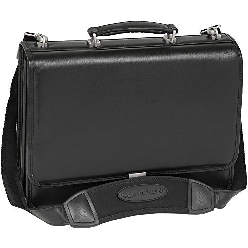 McKlein, I Series, Bucktown, Full Grain Cashmere Napa Leather, 15" Leather Double Compartment Laptop Briefcase, Black (43545)