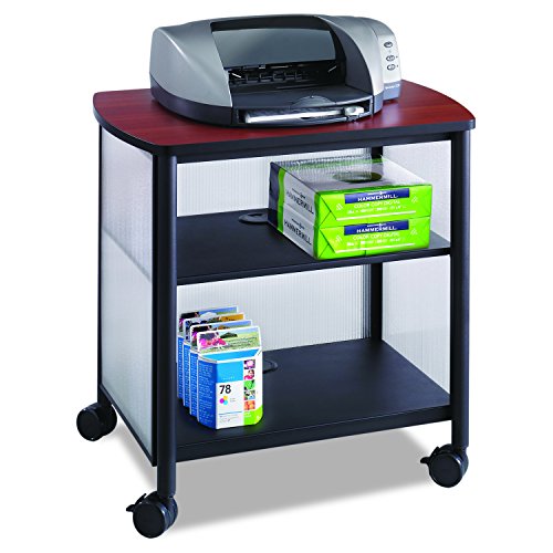 Safco Products Impromptu Mobile Print Stand 1857BL, Cherry Top/Black Frame, 200 lbs. Capacity, Contemporary Design, Swivel Wheels