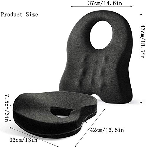 XIXIDIAN Memory Foam Seat Cushion for Back Pain Relief - Washable Cover