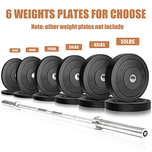 PINROYAL Bumper Plates 10LB 45LB Set, Olympic Weight Plates with 2 inch, Rubber Barbell Weight to Protect Floor, Smooth Strength Training Plates to Protect Bar from Scratches, Pair