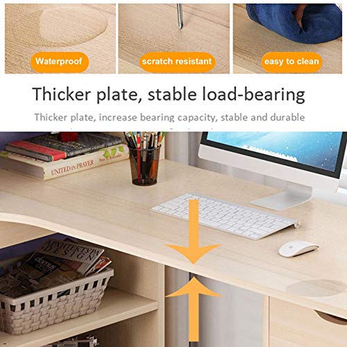 Desk Wooden L Shaped Computer Corner Table with Drawers and Storage Bookshelf, 47" Study Writing Table Workstation for Home Office