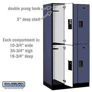 Salsbury Industries 2-Tier Designer Wood Locker, 6ft H x 21in D, Blue