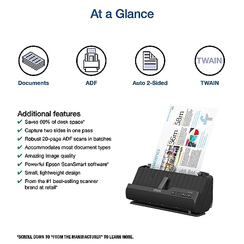 Epson Workforce ES-C220 Compact Desktop Document Scanner